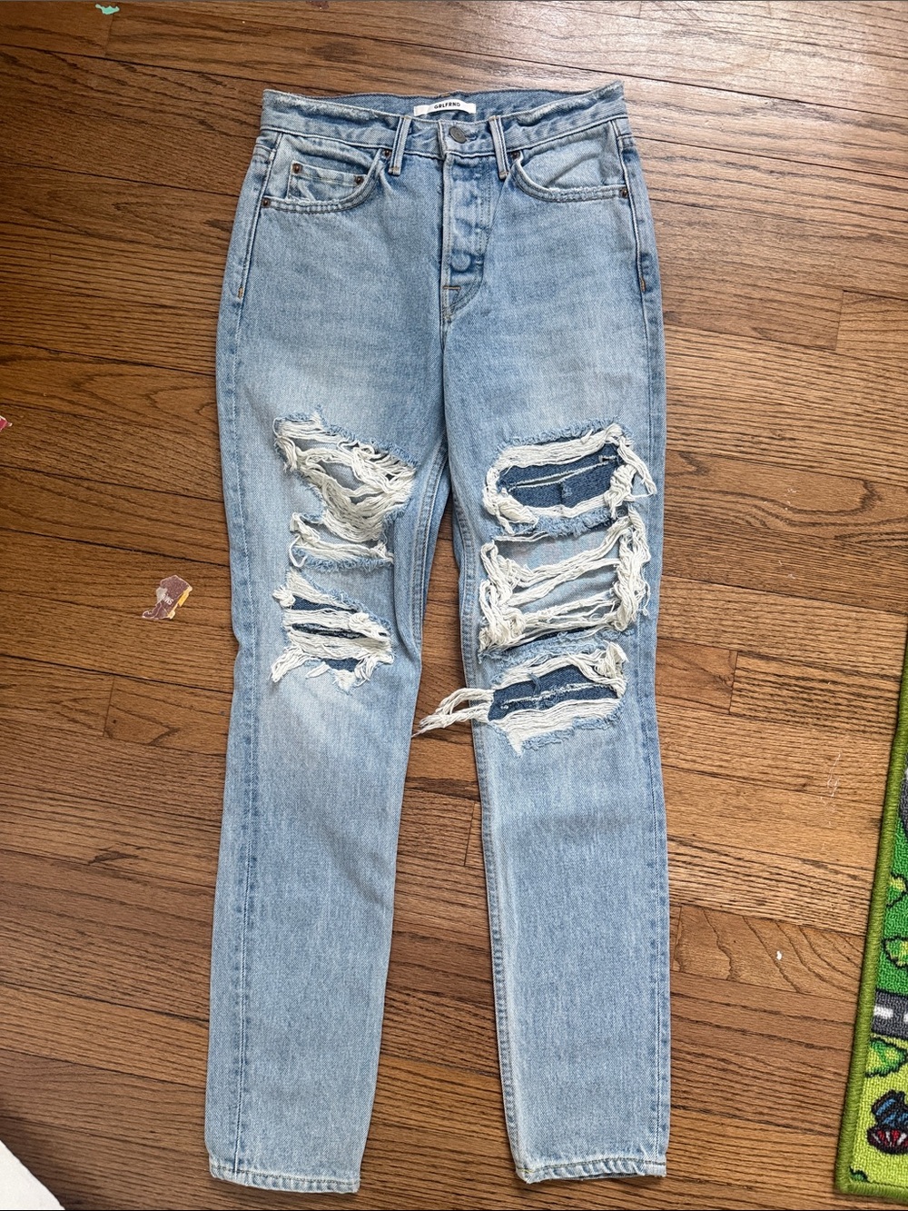GRLFRND Light Wash Distressed Skinny Jeans size 24 NWOT